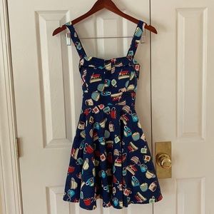 Small Coffee and Tea Print Dress